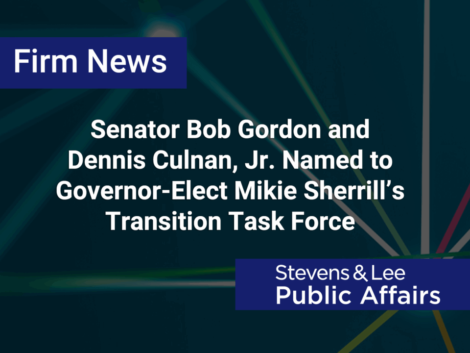 Senator Bob Gordon and Dennis Culnan, Jr. Named to Governor-Elect Mikie Sherrill’s Transition Task Force