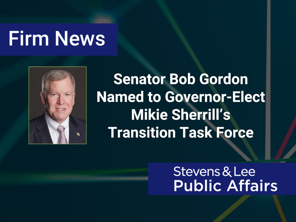 Senator Bob Gordon Named to Governor-Elect Mikie Sherrill’s Transition Task Force